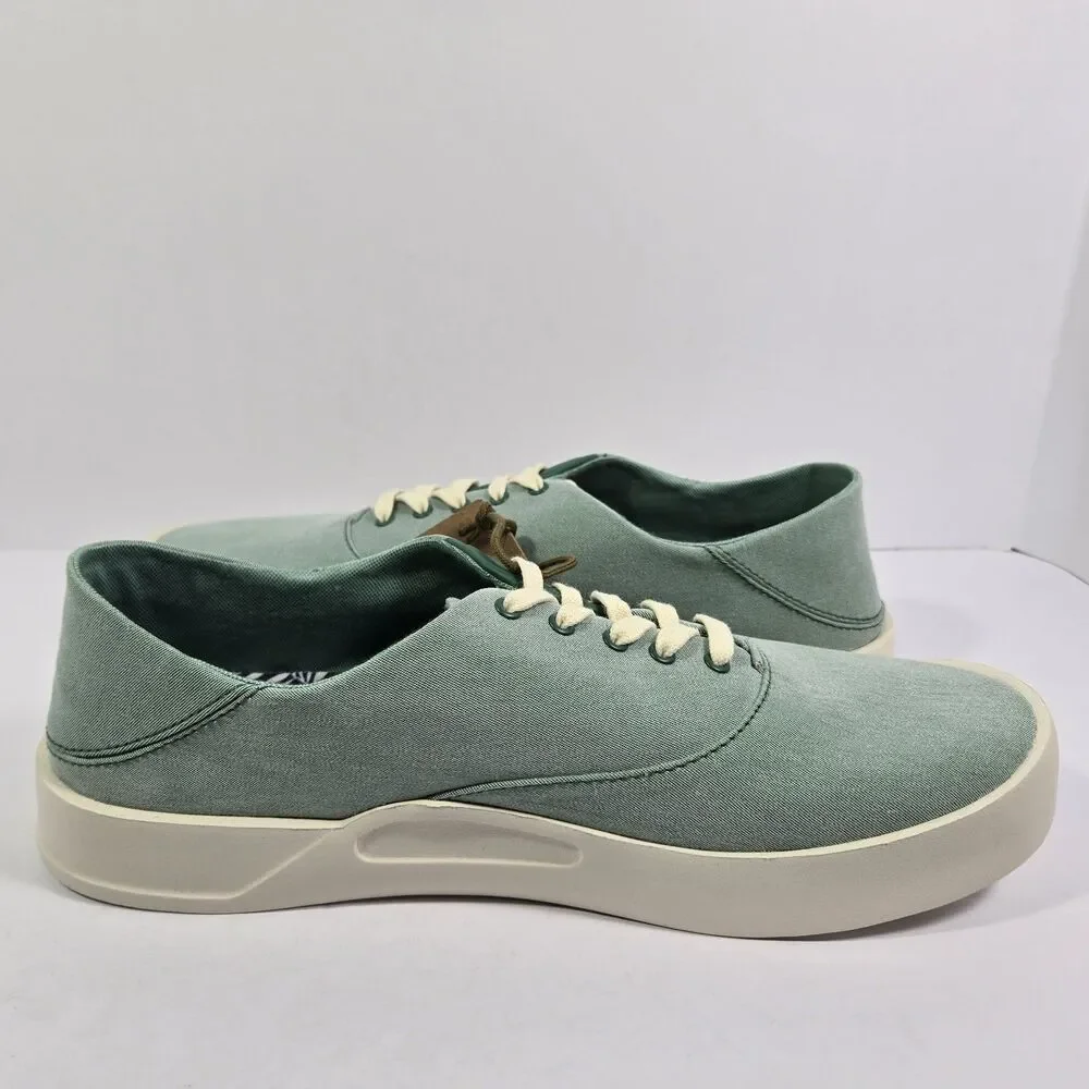 OluKai Tradewind Bamboo Mint Off White Canvas Lace Up Sneakers Shoes Mens 10